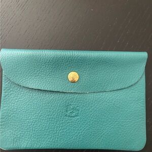 IL Bisonte Turquoise Leather Envelope pouch made in Italy